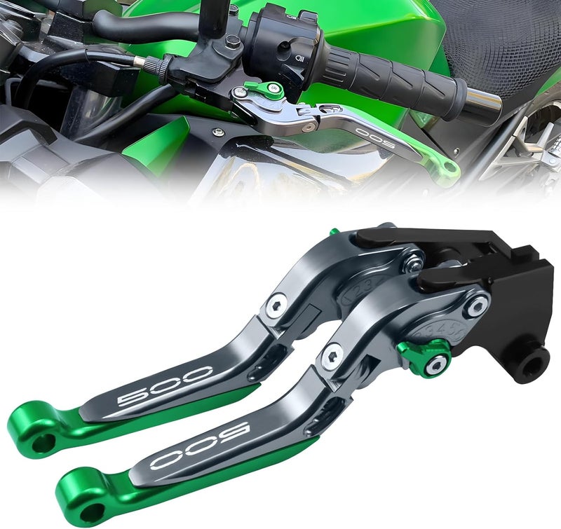 XIDAODIT for Kawasaki NINJA500 Ninja 500 Z500 Z 500 SE 2024 2025 Motorcycle Clutch Lever Adjustable Handlebars Brake and Clutch Levers Set (Green) - Image 1